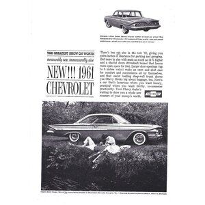 New 1961 Chevrolet Biscayne Or V8 Sedan Full Size Car Print Advertising